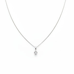 10K White Gold Solitaire Diamond Pendant Necklace TDW: 0.04ct SI GH