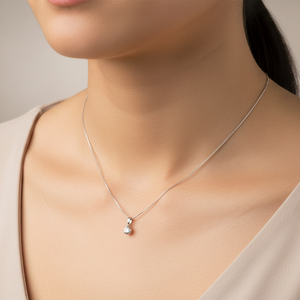 10K White Gold Solitaire Diamond Pendant Necklace TDW: 0.04ct SI GH