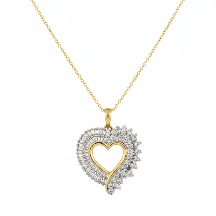 10K Yellow Gold Heart Pendant Diamond Accent TDW: 0.95ct SI HI