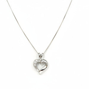 10K White Gold Diamond Heart Pendant TDW: 0.02ct SI I