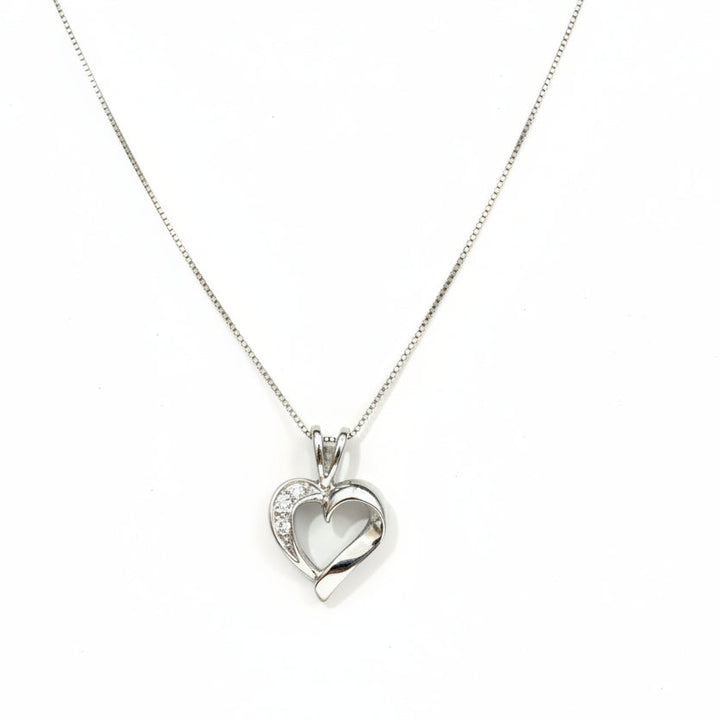 10K White Gold Diamond Heart Pendant TDW: 0.02ct SI I