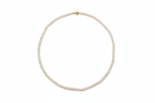 Fresh Water Cultured Pearl Necklace with 18K Yellow Gold Clasp, 3.8-4.1mm Diameter