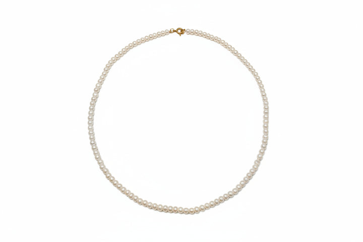 18K Fresh Water Cultured Pearl Necklace with Yellow Gold Clasp 3.8 – 4.1mm Diameter