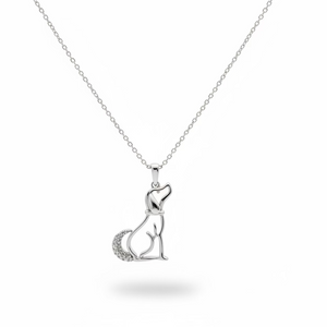 925 Sterling Silver Diamond Dog Pendant Necklace with Paw Pendant Clasp