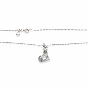 925 Sterling Silver Diamond Dog Pendant Necklace with Paw Pendant Clasp