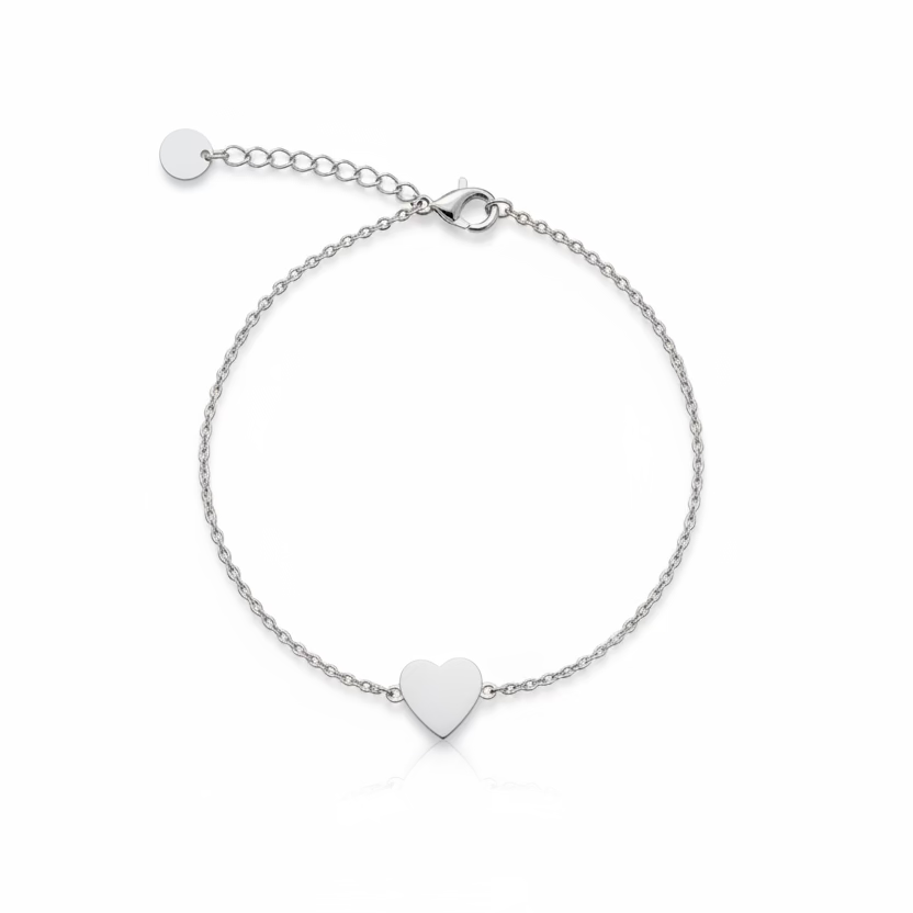 925 Sterling Silver Sterling Silver Minimalist Heart Bracelet