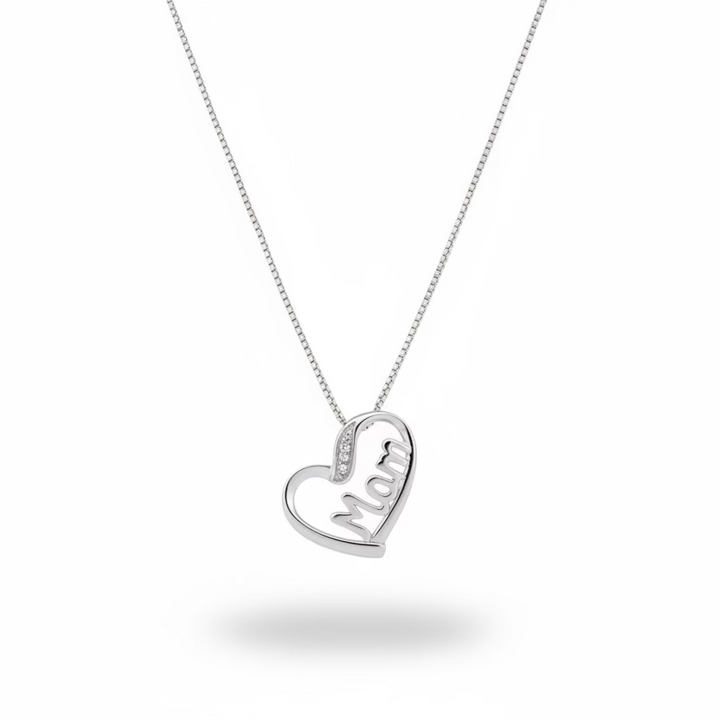 925 Sterling Silver Diamond “Mom” Pendant Necklace