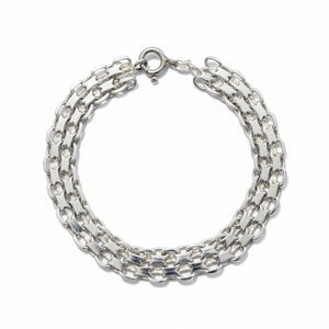 925 Sterling Silver Multi-Row link Design Bracelet