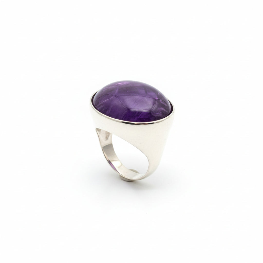 925 Sterling Silver Natural Amethyst Ring