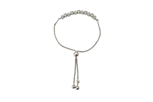 925 Sterling Silver Diamond Heart Bolo Bracelet