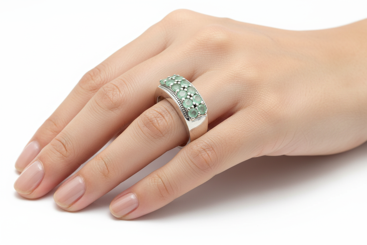 925 Sterling Silver Emerald Ring