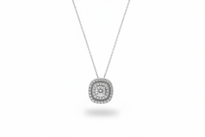 925 Sterling Silver CZ Center Diamond Halo Statement Necklace