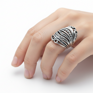 925 Sterling Silver Filigree Scroll Design Ring