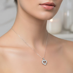 10k White Gold Heart Pendant with Diamonds Necklace, TDW: 0.16ct I2 H