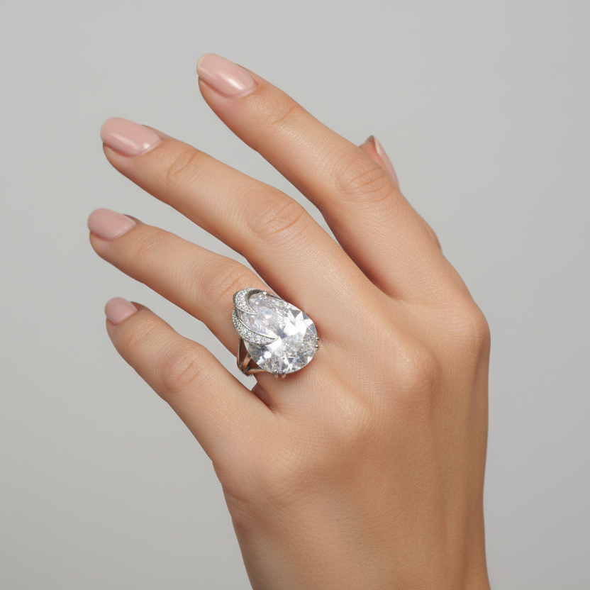 925 Sterling Silver  setting with Pear Shape Swarovski