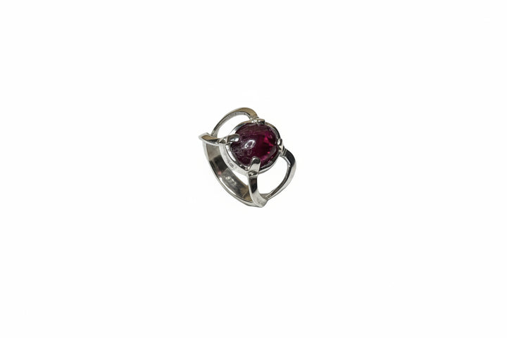 925 Sterling Silver Red Corundum Ring