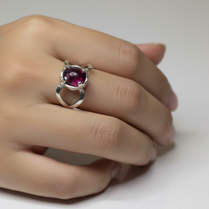 925 Sterling Silver Red Corundum Ring