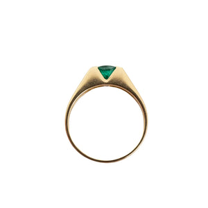 18K Yellow Gold with Oval Shaped Emerald Ring, E: 0.55ct