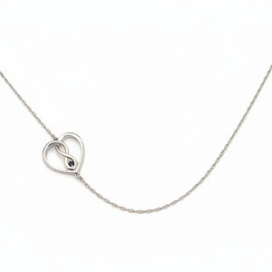 925 Sterling Silver Sapphire Infinity Heart Side Necklace – Fixed Station Design