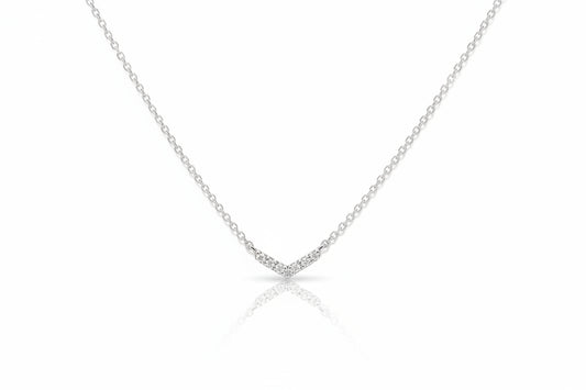 925 Sterling Silver Pavé CZ Chevron Necklace