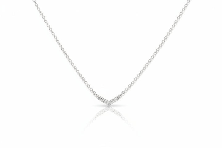 925 Sterling Silver Pavé CZ Chevron Necklace