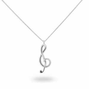 925 Sterling Silver Treble Clef Necklace – Music Note Pendant