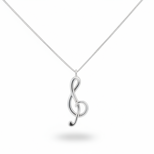 925 Sterling Silver Treble Clef Necklace – Music Note Pendant