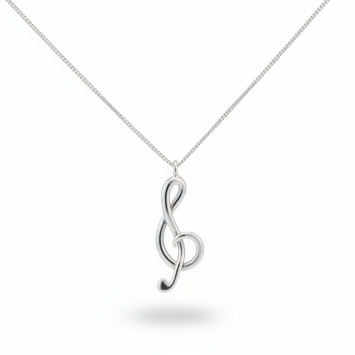 925 Sterling Silver Treble Clef Necklace – Music Note Pendant