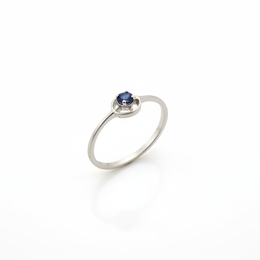 14K White Gold Sapphire Ring, S:0.09ct