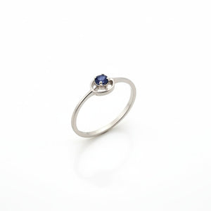 14K White Gold Sapphire Ring, S:0.09ct