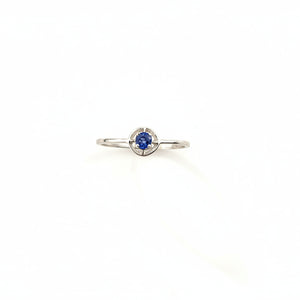 14K White Gold Sapphire Ring, S:0.09ct