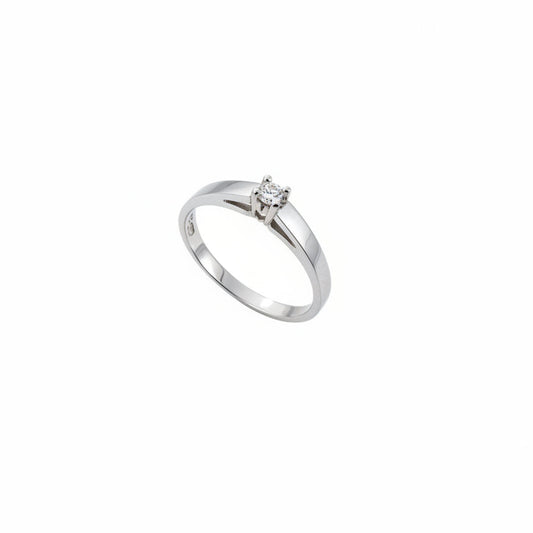 10K White Gold Solitaire Diamond Ring, TDW: 0.045ct, SI H