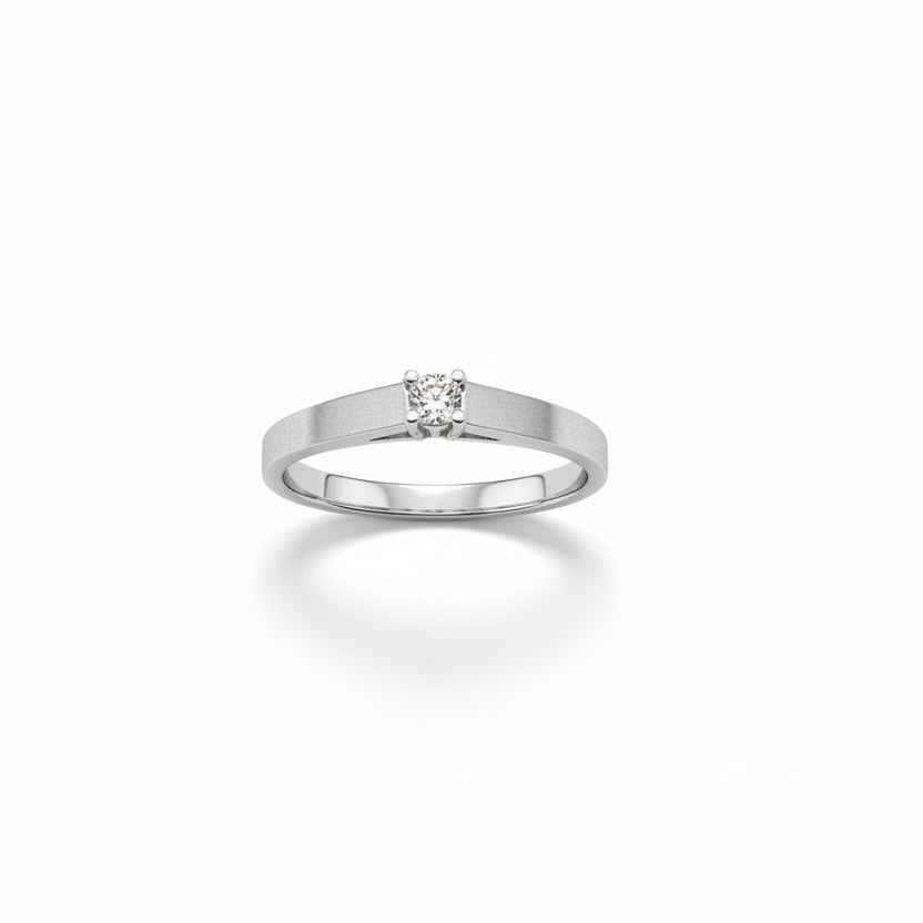 10K White Gold Solitaire Diamond Ring, TDW: 0.045ct, SI H