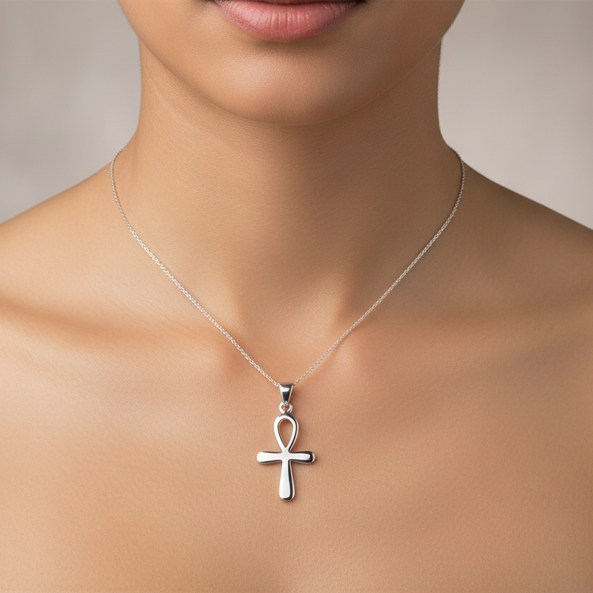 925 Sterling Silver Ankh Cross Necklace