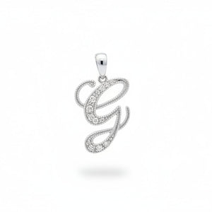 14K White Gold letter "G" Initial Diamond Pendant