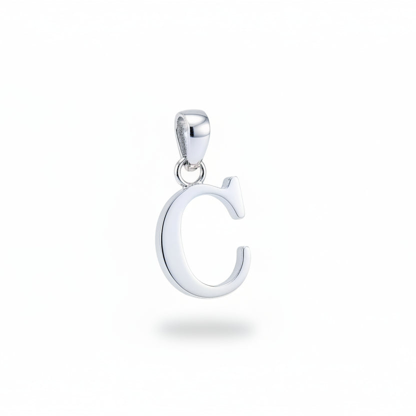 10K White Gold letter "C" Initial Pendant