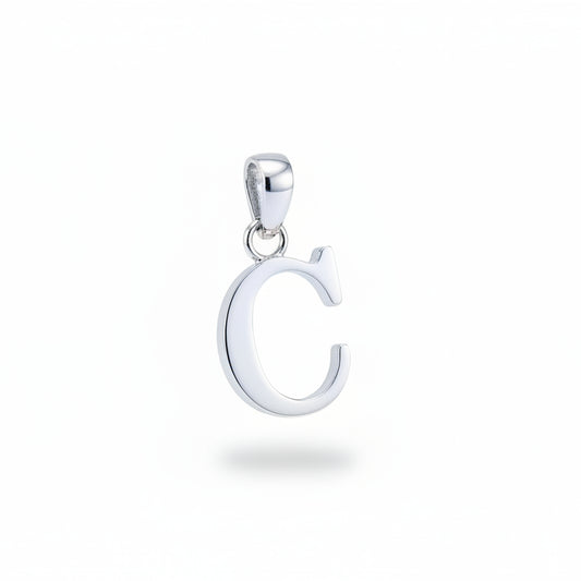 10K White Gold letter "C" Initial Pendant