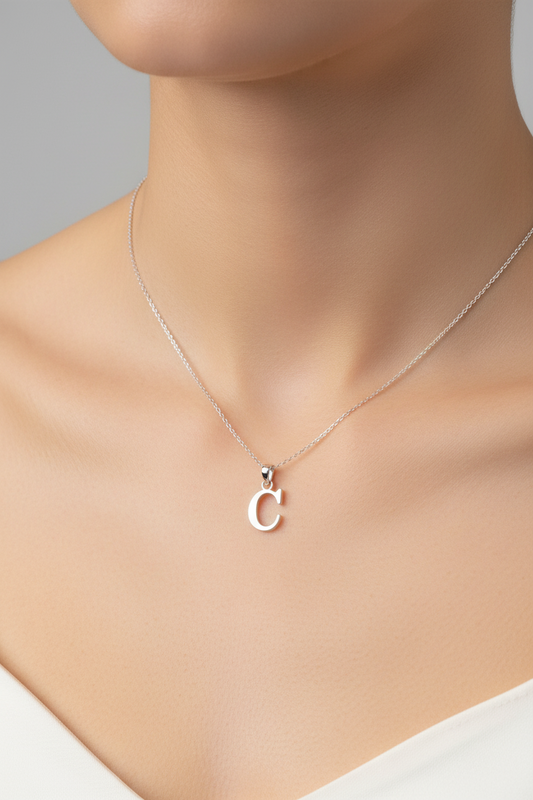 10K White Gold letter "C" Initial Pendant