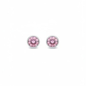 925 Sterling Silver Pink Round CZ Stud Earrings