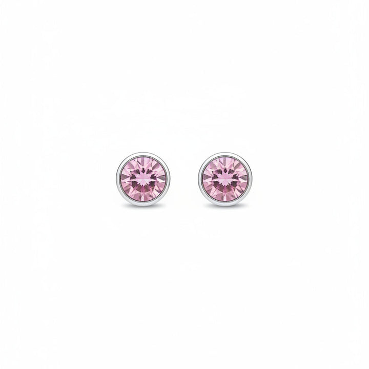 925 Sterling Silver Pink Round CZ Stud Earrings