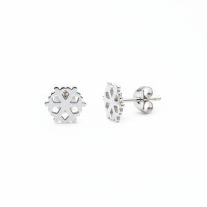 925 Sterling Silver Snowflake Shaped Stud Earrings