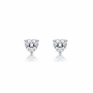 925 Sterling Silver Heart Shaped CZ Stud Earrings
