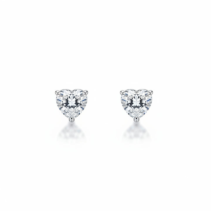 925 Sterling Silver Heart Shaped CZ Stud Earrings