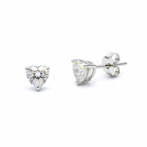 925 Sterling Silver Heart Shaped CZ Stud Earrings
