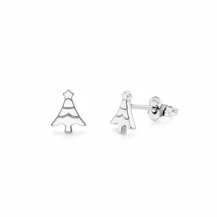 925 Sterling Silver Christmas Tree Design Stud Earrings