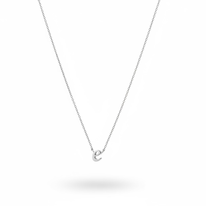 925 Sterling Silver Initial “e” Pendant Station Necklace