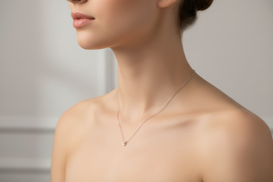 925 Sterling Silver Initial “e” Pendant Station Necklace