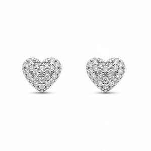 925 Sterling Silver Heart Shape with CZ Stud Earrings
