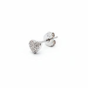 925 Sterling Silver Heart Shape with CZ Stud Earrings