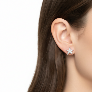 925 Sterling Silver Star Shaped Stud Earrings